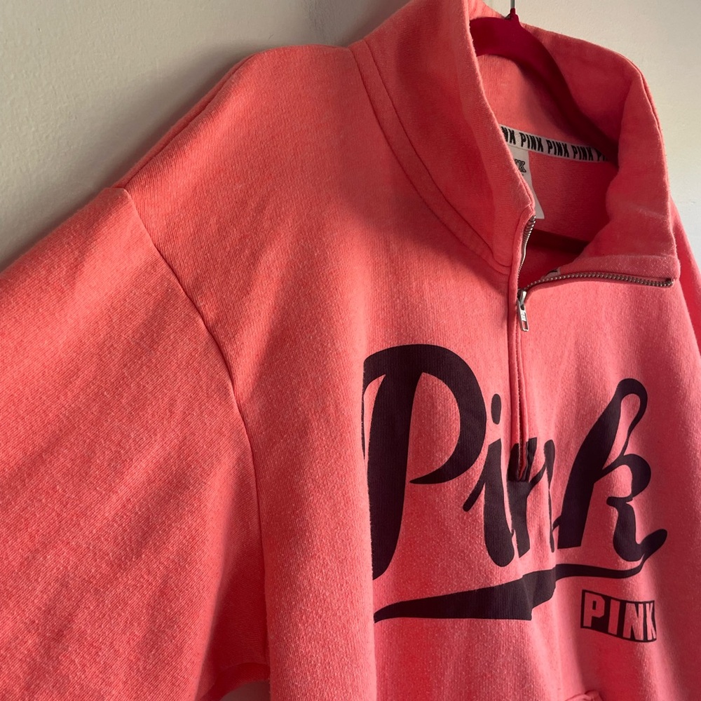 PINK Victoria's Secret 1/4 Zip Sweatshirt Size L - Picture 2 of 7